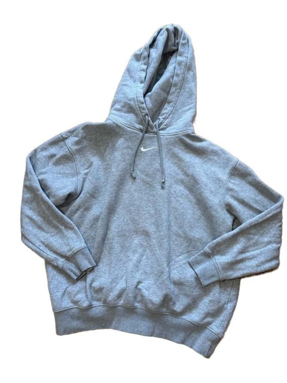 Nike Gray Center Swoosh Embroidered Fleece Hoodie